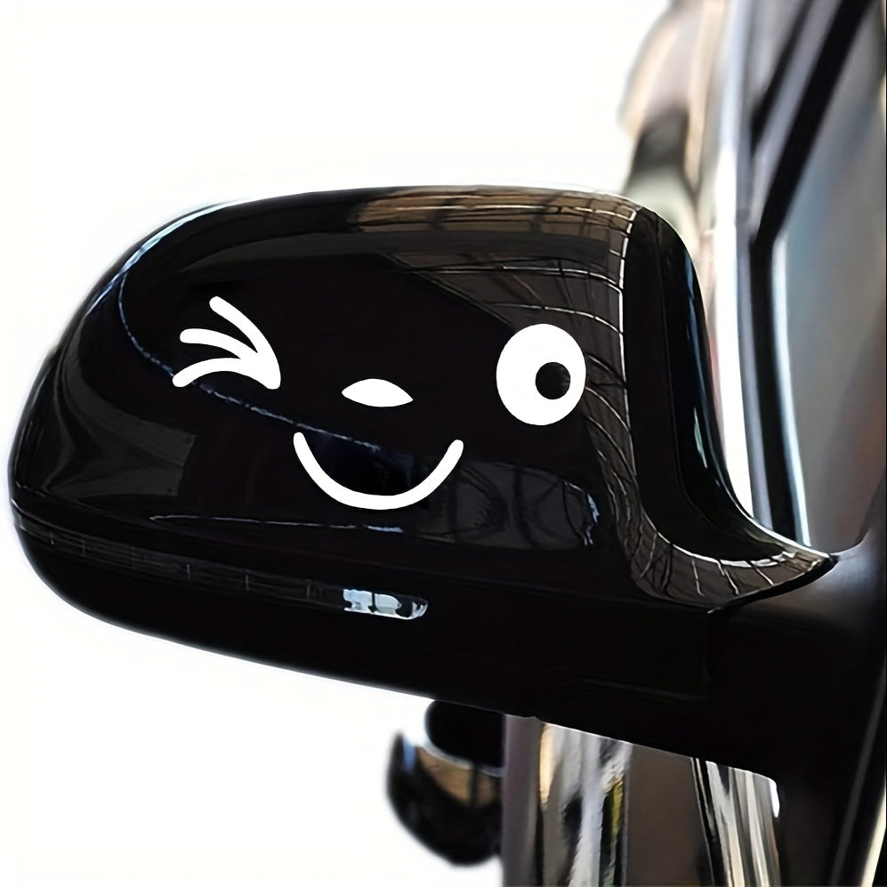 1 paire d'autocollants 3D mignons et souriants pour rétroviseurs gauche et droit - Topdecheztop.fr