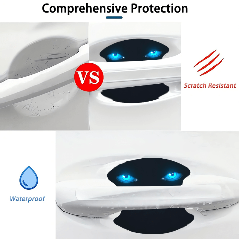 Lot de 4 autocollants de protection anti-rayures à motif œil bleu lumineux