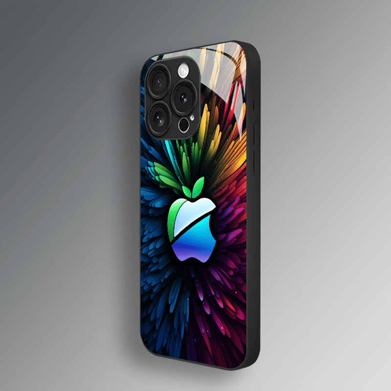 Coque en verre HD premium avec logo Apple coloré – Ultra-fine