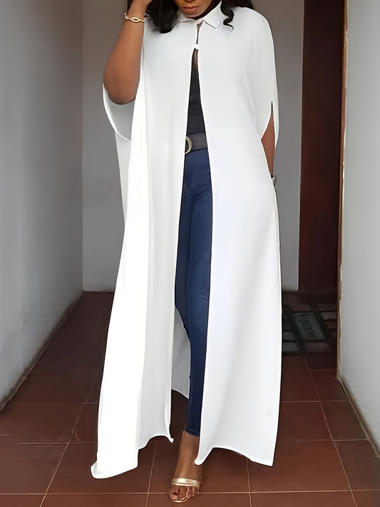 Haut cape blanc élégant à manches longues pour femme - Topdecheztop.fr