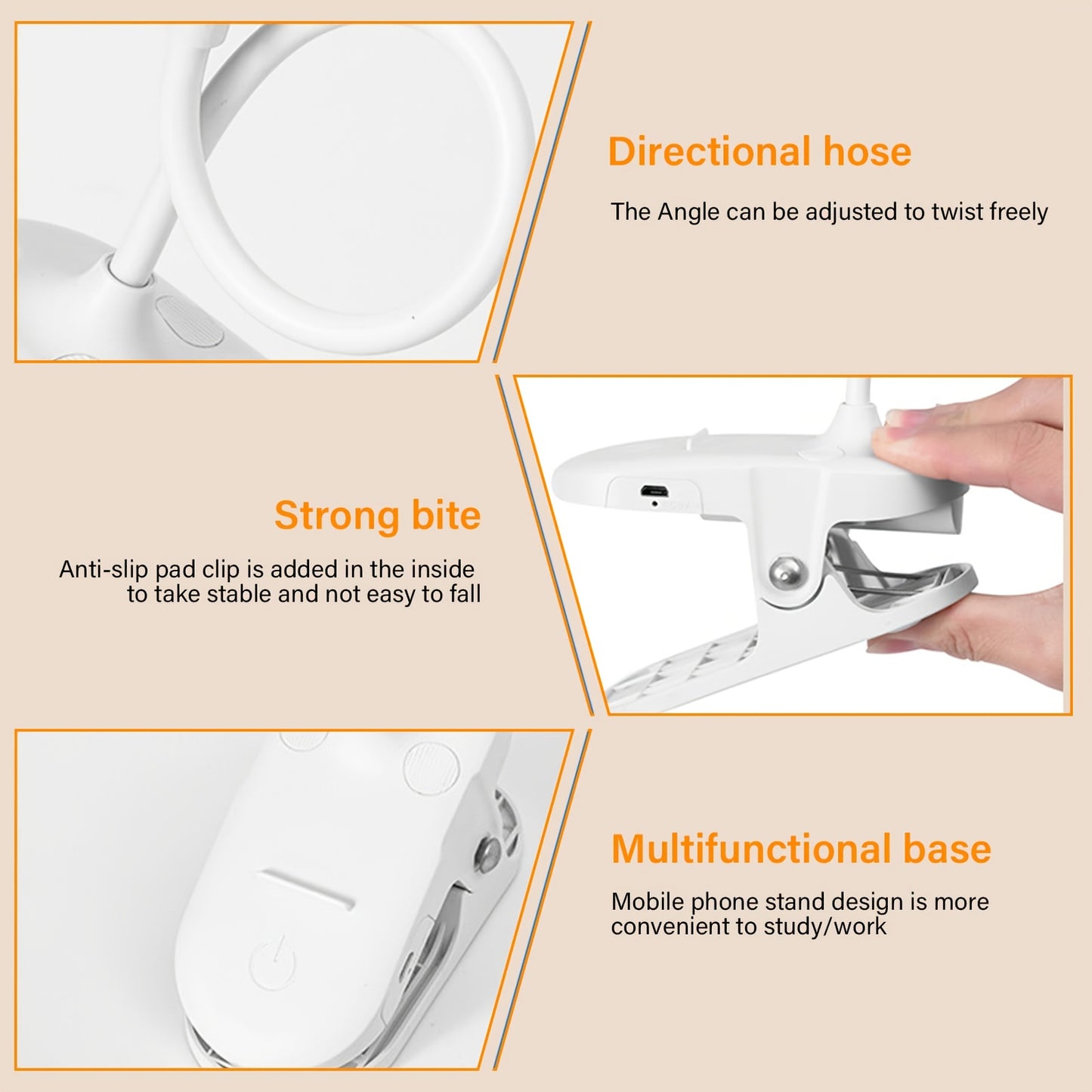 Lampe de bureau LED (1 pièce), lampe de lecture à pince tactile