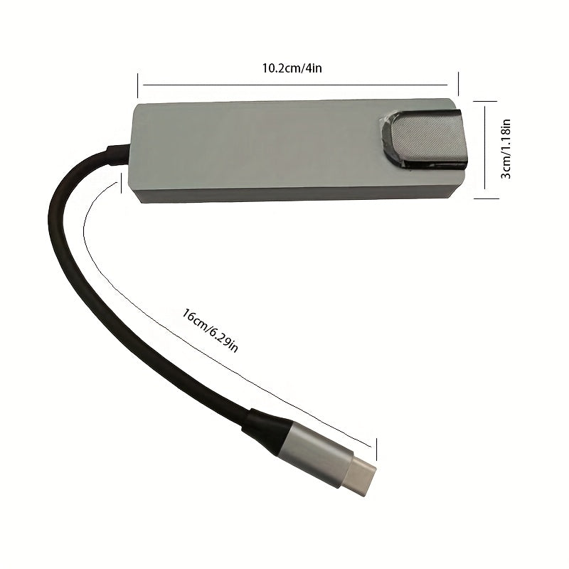 Hub adaptateur USB-C vers TVHD 5 en 1 avec port Ethernet, 4 ports USB et connecteur Type-C
