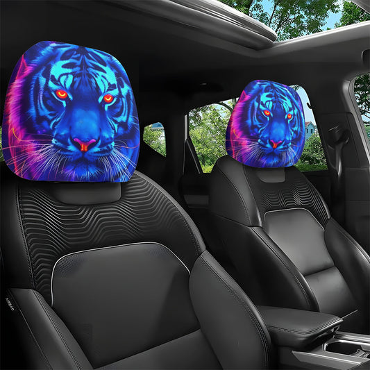 Lot de 2 housses d'appuie-tête de voiture à motif néon bleu