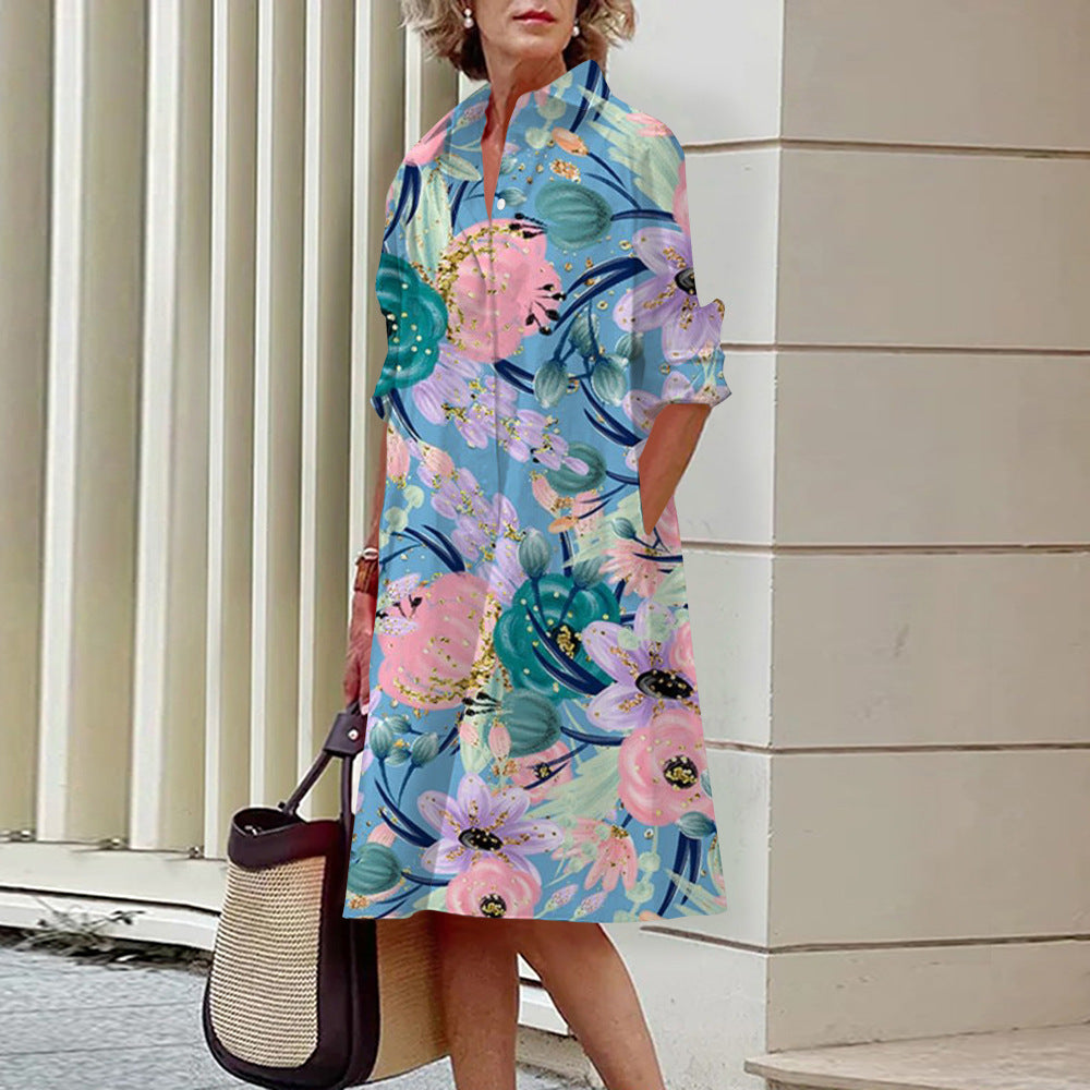 Robe-chemise ample et décontractée pour femme, imprimée numériquement en 3D