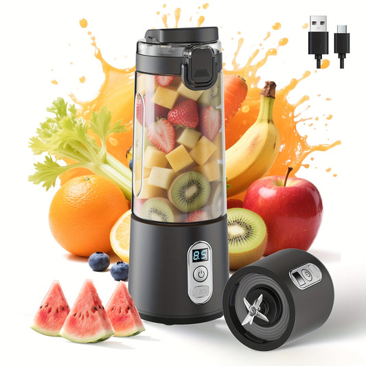 LALAYUAN USB-Powered Portable Blender & Juicer with Digital Timer, High-Speed Ice Crushing, One-Tap Lid, 1300mAh Battery, 6-Blade Stainless Steel, USB-C Charging, Compact Blender for Smoothies, Protein Shakes, Gym, Travel, Of - Topdecheztop.fr