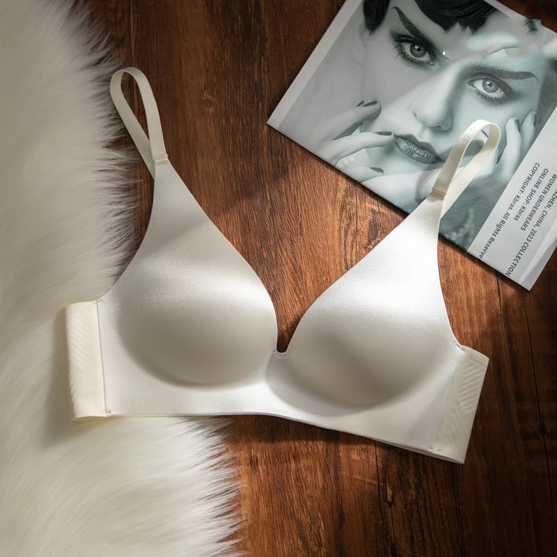Lingerie  en satin minimaliste uni pour femme, décolleté en V profond