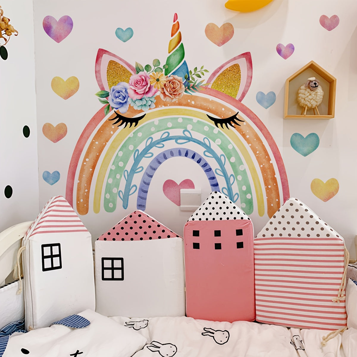 Lot de deux stickers muraux licorne arc-en-ciel - Topdecheztop.fr