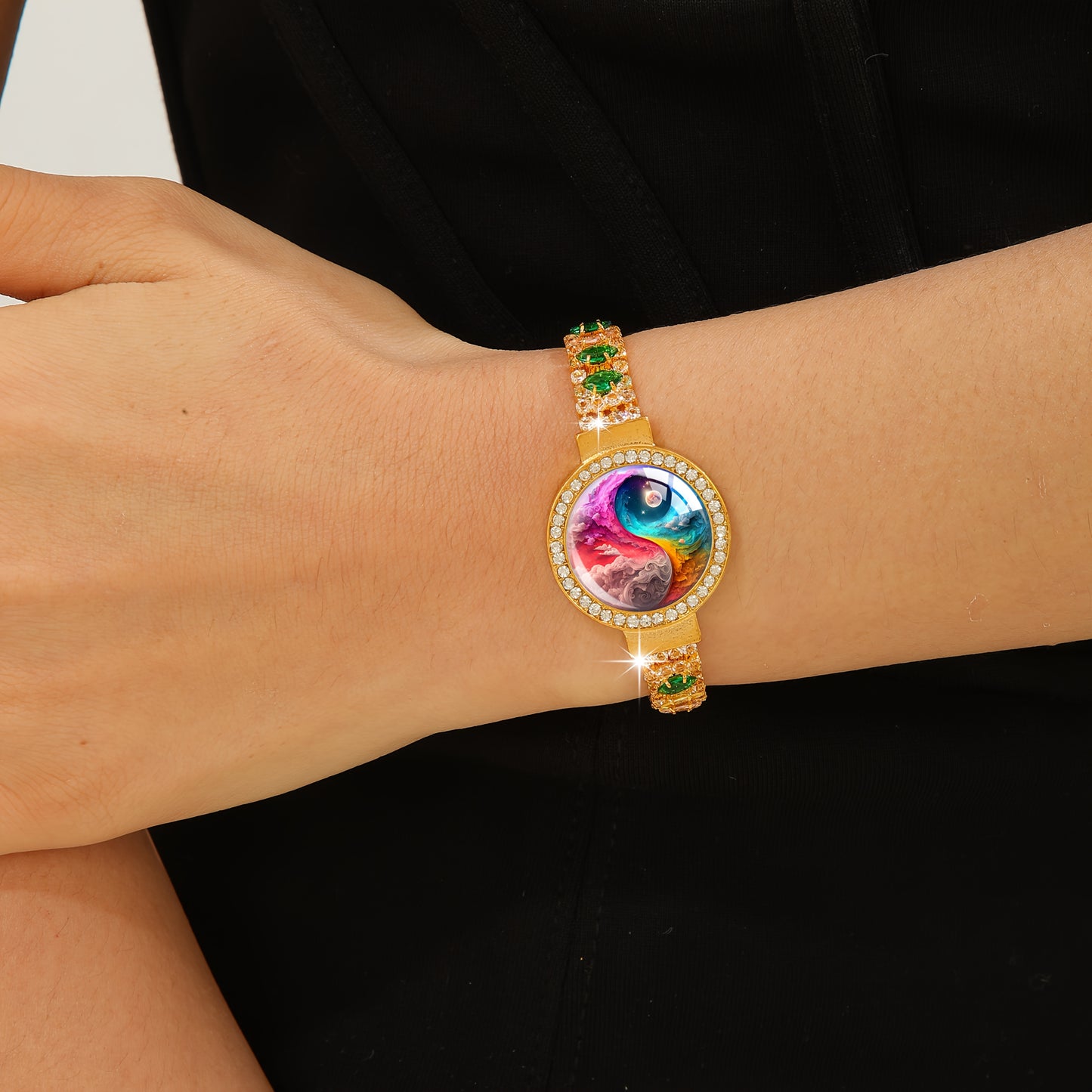 Bracelet  pour femme en zircone synthétique colorée (1 pièce), idéal pour offrir ou à porter au quotidien.