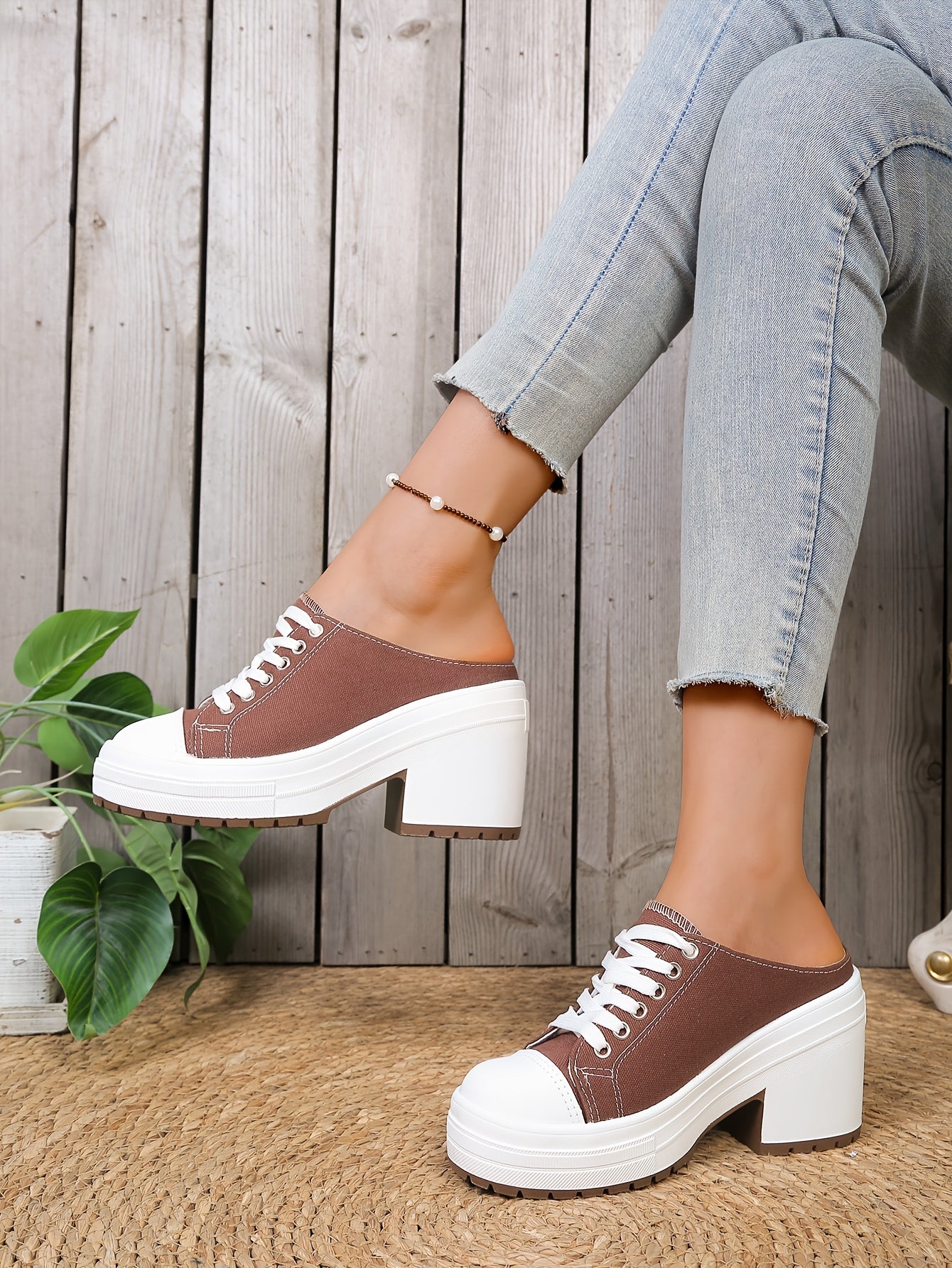 Mules confortables à lacets pour l'extérieur