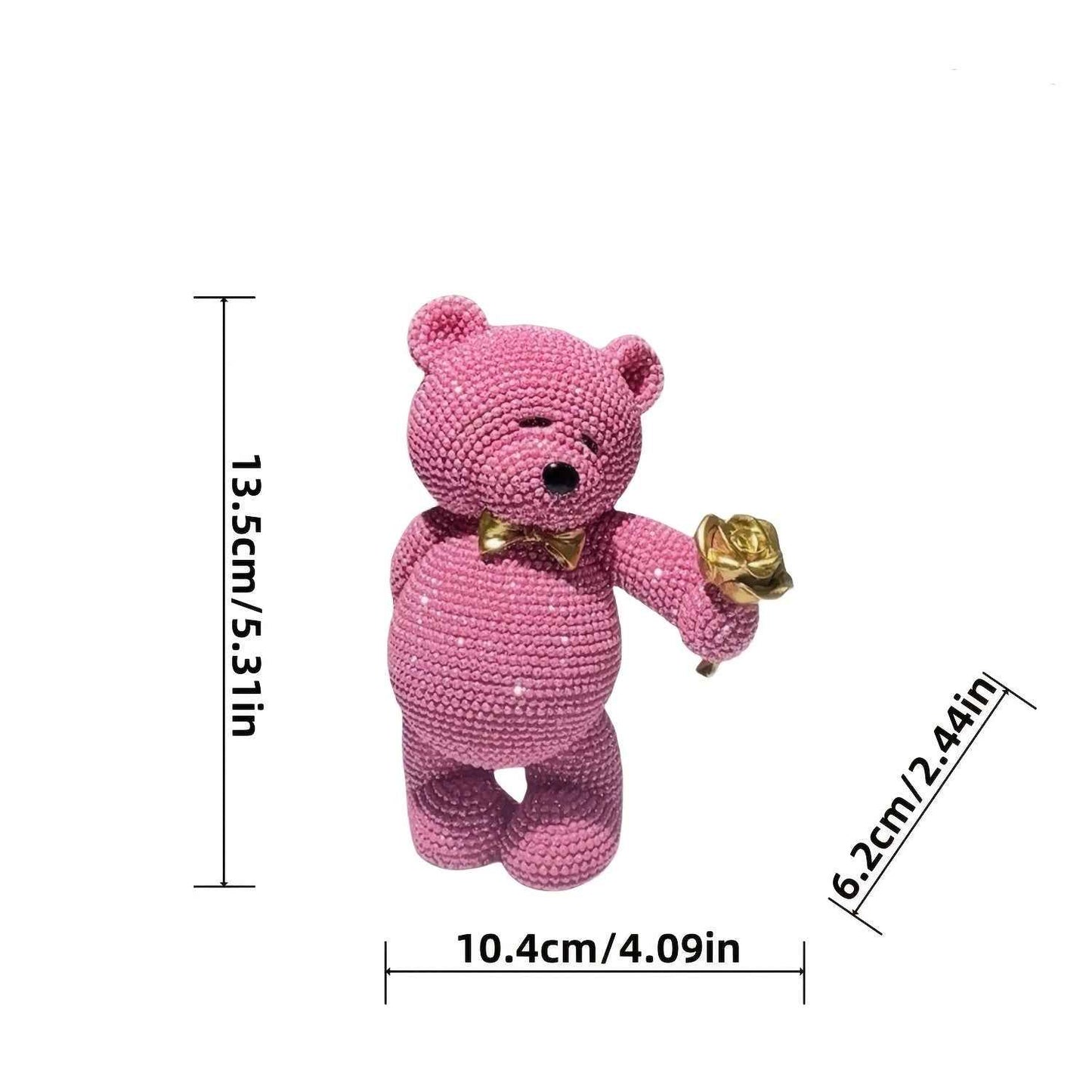 1pc Creative Cute Rose Bear Resin Statue, Home Decor, Wedding Decor, Birthday Decor, Etc. It Can Also Be Used As a Holiday Surprise Gift