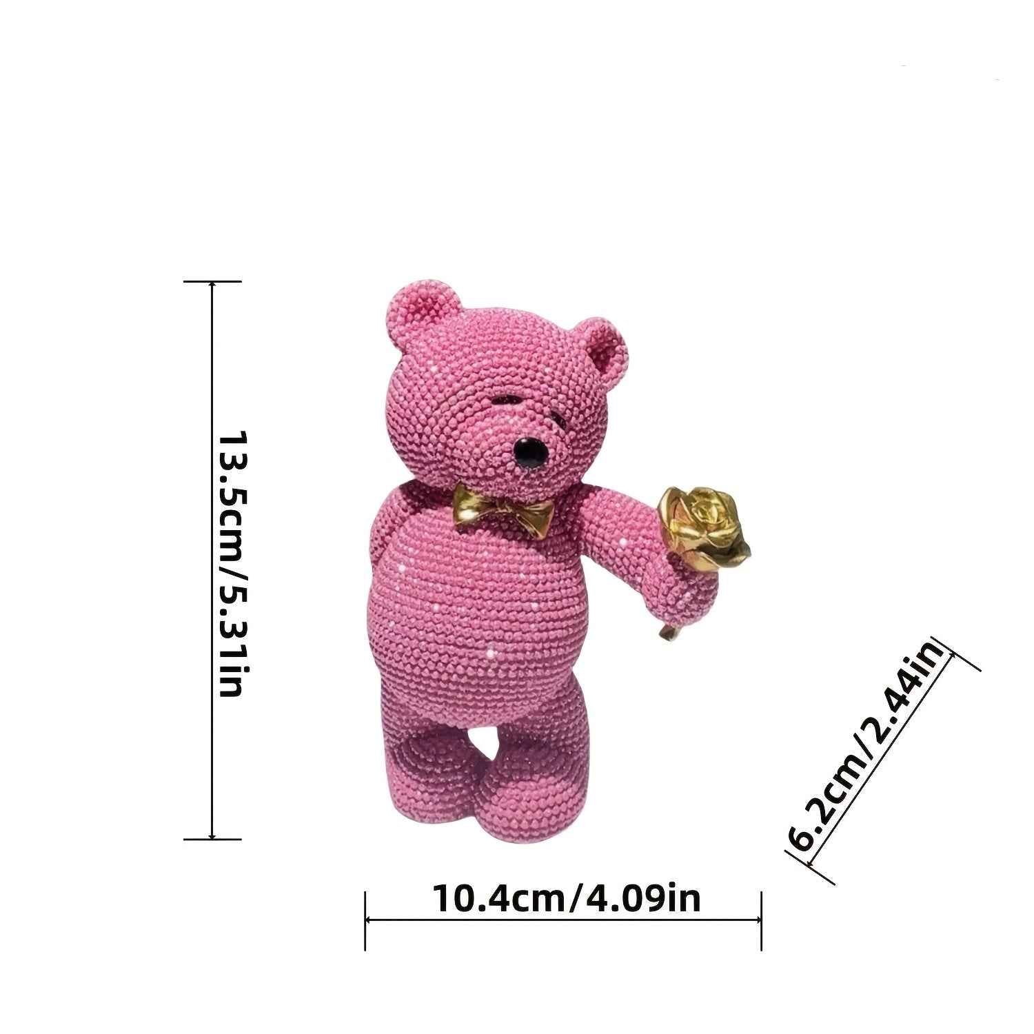 1pc Creative Cute Rose Bear Resin Statue, Home Decor, Wedding Decor, Birthday Decor, Etc. It Can Also Be Used As a Holiday Surprise Gift
