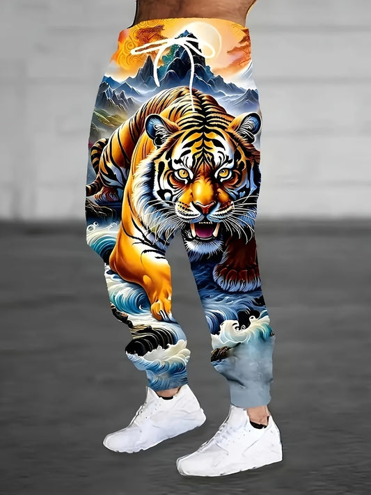 Pantalon décontracté pour homme à imprimé rétro tigre