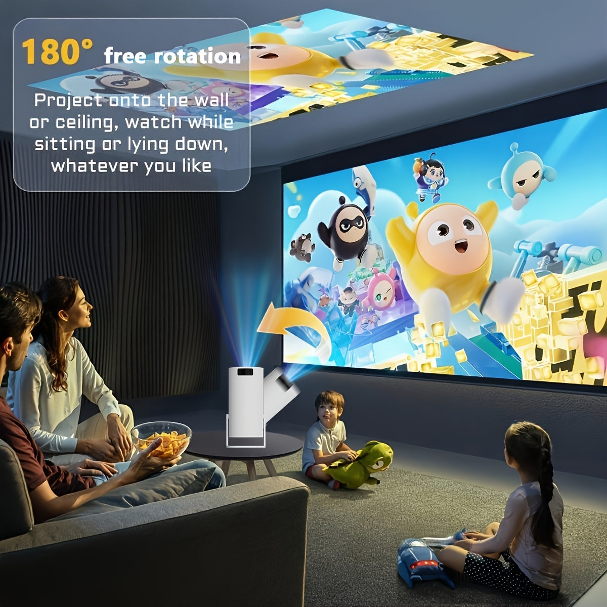 Mini projecteur Full HD 1080p, projecteur de cinéma intégré