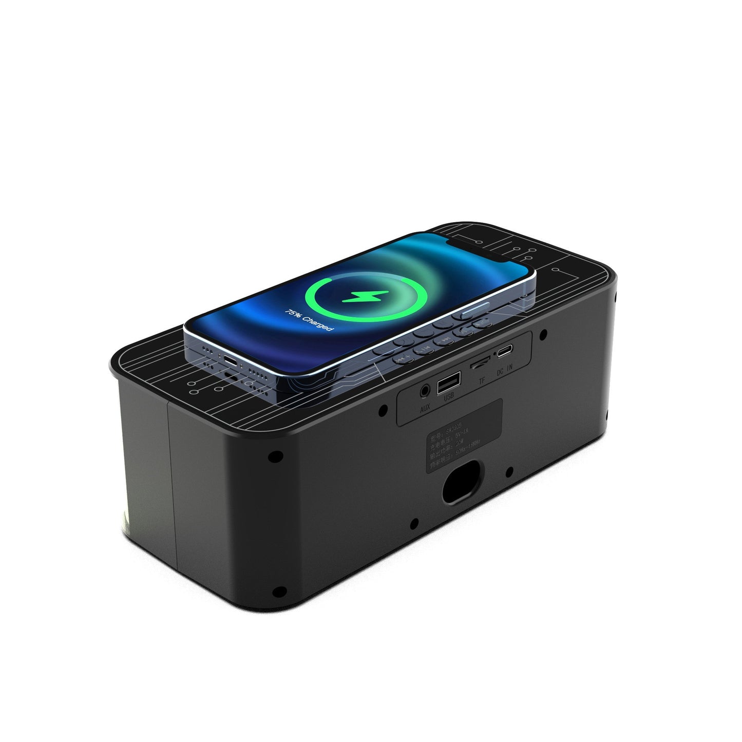 Enceinte Bluetooth lumineuse et colorée, double haut-parleur, chargeur sans fil