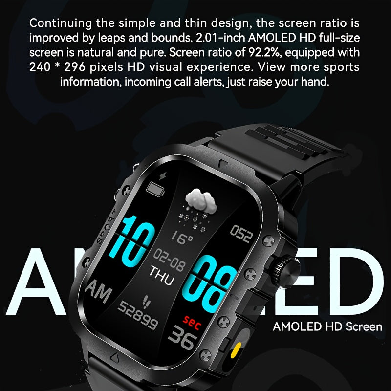 Montre connectée pour homme, grand écran tactile de 5,1 cm