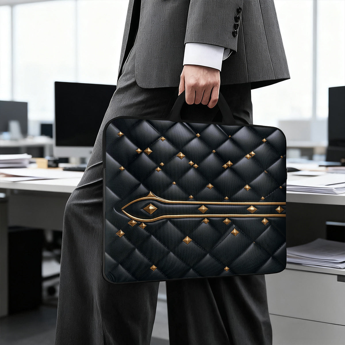 Sacoche pour ordinateur portable en cuir clouté compatible avec les ordinateurs portables de 13/14/15/16/17 pouces