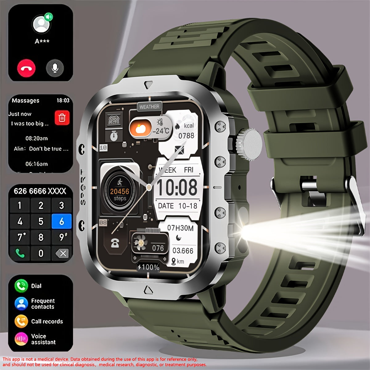 Montre connectée pour homme, grand écran tactile de 5,1 cm