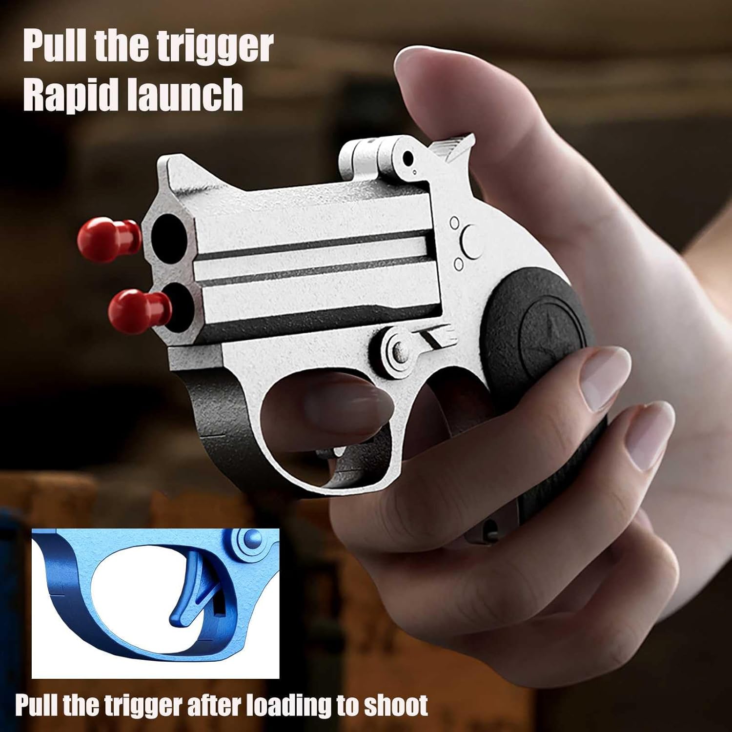 Mini Pistolet Jouet à Balle Souple,Alliage+PP Jouet Anti Stress +10 Balles Et Porte-CléS EDC Jouet DéMarrable Plusieurs FaçOns De Jouer, Facile à Transporter