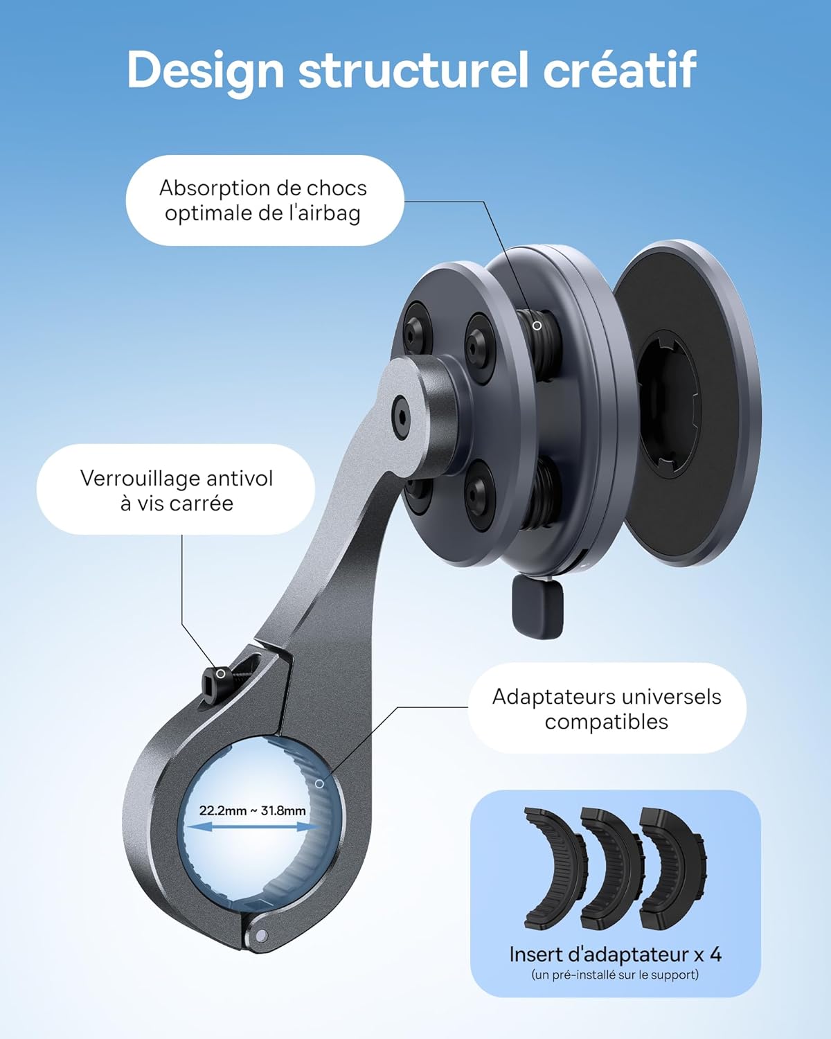 Baseus PrimeTrip VB1 Support Téléphone Vélo, Support Universel Smartphone Vélo, Support Anti-Vibration pour iPhone 16 15 14 13 Pro Max Plus, Samsung S23