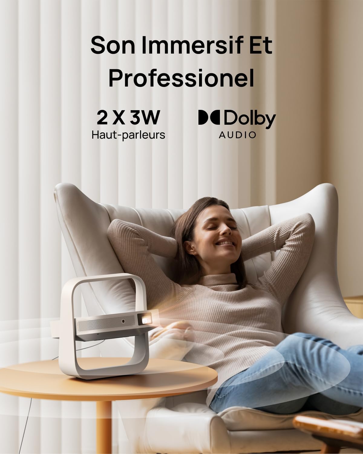 Vidéoprojecteur Portable XGIMI Elfin Flip Plus, 500 Lumens ISO, 1080P, Compatible avec Google TV avec Netflix sous Licence, Rotation à 150°, 2 x Haut-Parleur 3 W intégrés, Wi-FI, Bluetooth