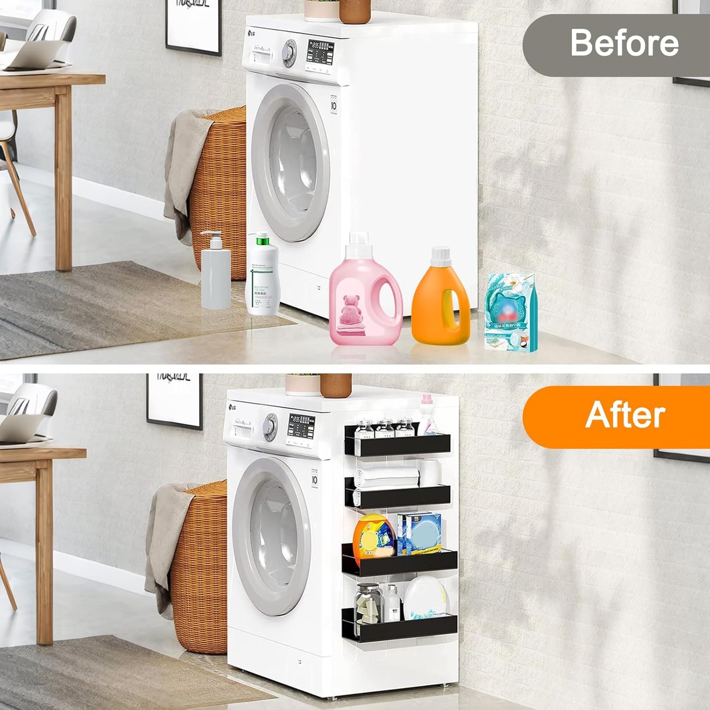 Étagère Réfrigérateur Magnétique, Lot de 4 Étagère à Épices, Sans Perçage, Organisateur à Épices pour Cuisine, Compatible Micro-Ondes, Noir