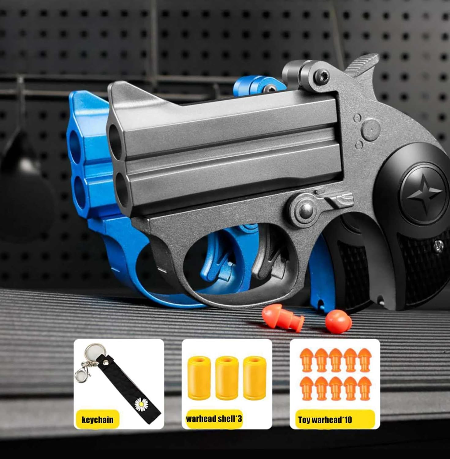 Mini Pistolet Jouet à Balle Souple,Alliage+PP Jouet Anti Stress +10 Balles Et Porte-CléS EDC Jouet DéMarrable Plusieurs FaçOns De Jouer, Facile à Transporter
