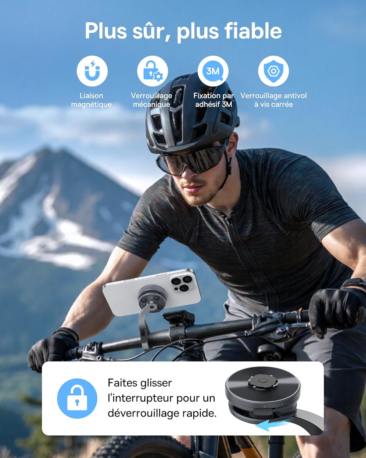 Baseus PrimeTrip VB1 Support Téléphone Vélo, Support Universel Smartphone Vélo, Support Anti-Vibration pour iPhone 16 15 14 13 Pro Max Plus, Samsung S23