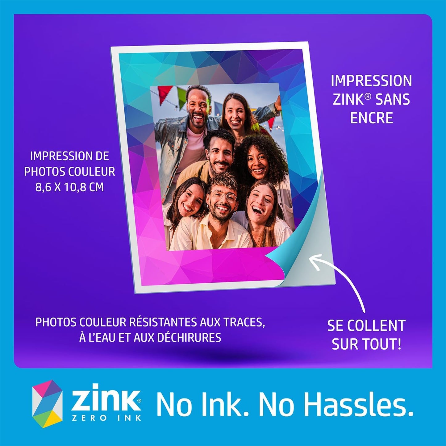 HP Sprocket Photobooth Imprimante instantanée 3x4” (Blanc) – 250+ Cadres, Impression sur Papier Zink, Wi-FI, Anneau LED, écran Tactile & appli.