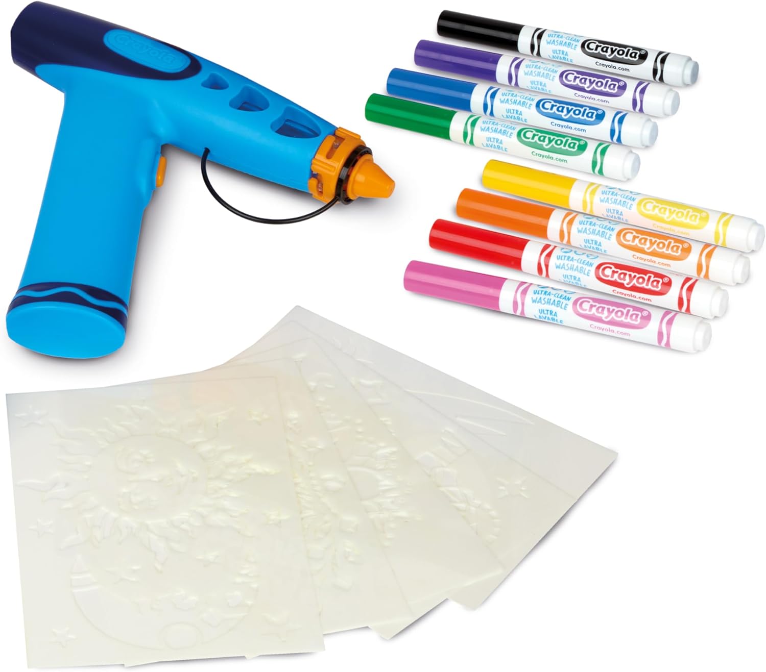 CRAYOLA Marker Airbrush – Aérographe Créatif pour Enfants avec 8 Feutres Lavables et 5 Pochoirs – Jouet Éducatif pour Activités Artistiques, à partir de 6 Ans, 74-7696