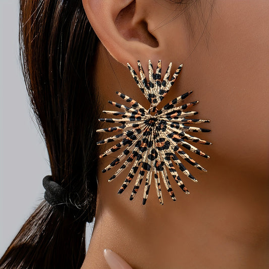 Leopard Pattern Thorn Heart Design Dangle Earrings Retro Sexy Style Creative Female Ear Ornaments - Topdecheztop.fr