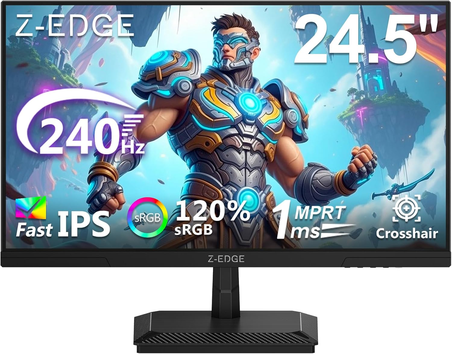 Z-Edge Ecran Gaming 25'' 240 Hz, IPS Panel, FHD 1080P, 1ms MPRT, FreeSync, Moniteur PC Gamer LED 16:9, Inclinaison Réglable, 350cd/m², HDMI2.0 & DP1.4, VESA 100 * 100mm (HDMI Câble Inclus)