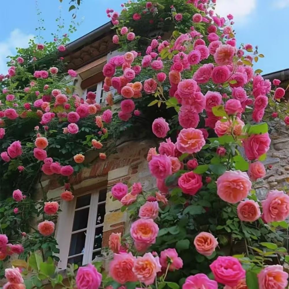 Lot de 1000 graines de rose grimpante de vigne, graines de rose grimpante pour la plantation en plein air clôtures de jardin, pergolas et treillis, vigne longue floraison (T)
