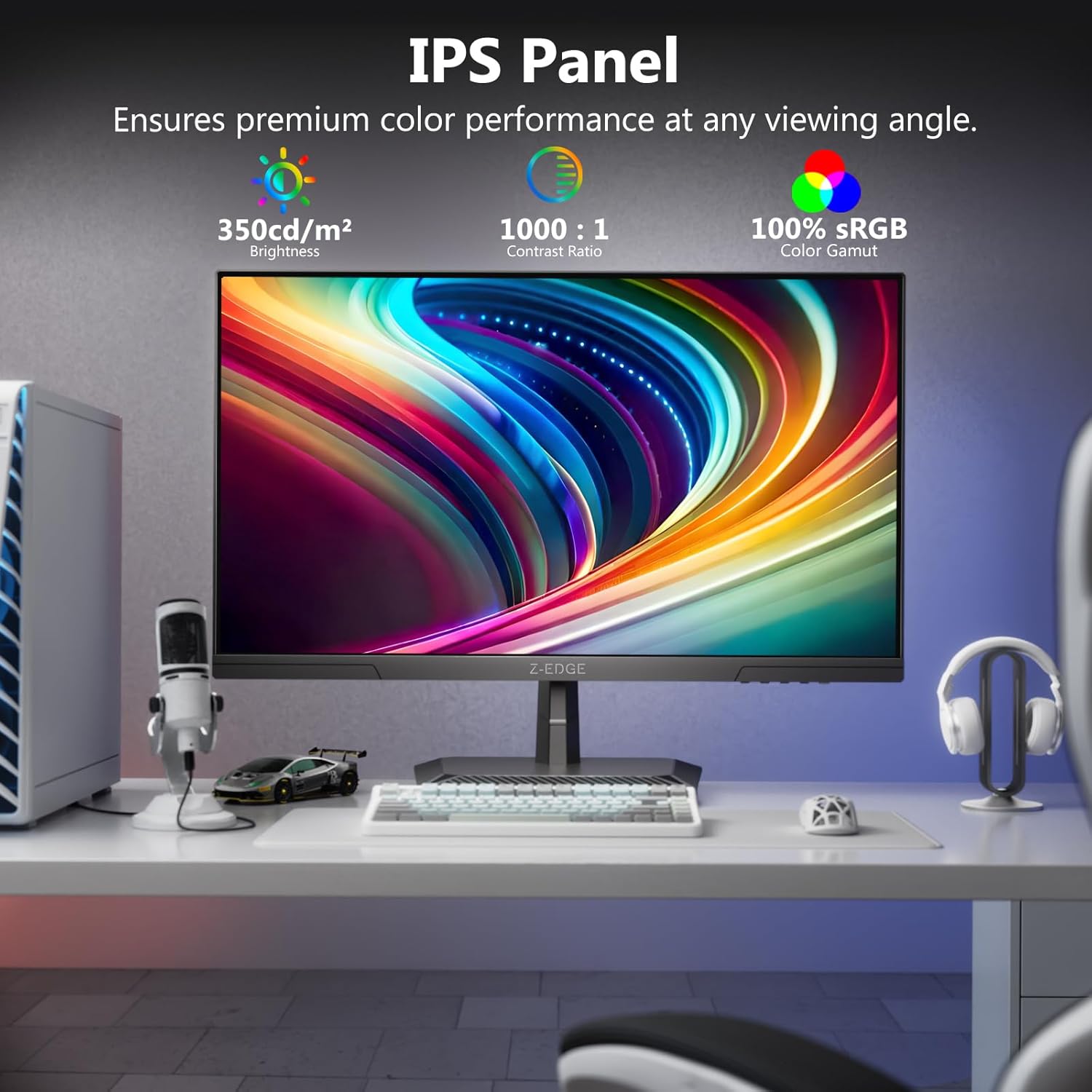 Z-Edge Ecran Gaming 25'' 240 Hz, IPS Panel, FHD 1080P, 1ms MPRT, FreeSync, Moniteur PC Gamer LED 16:9, Inclinaison Réglable, 350cd/m², HDMI2.0 & DP1.4, VESA 100 * 100mm (HDMI Câble Inclus)