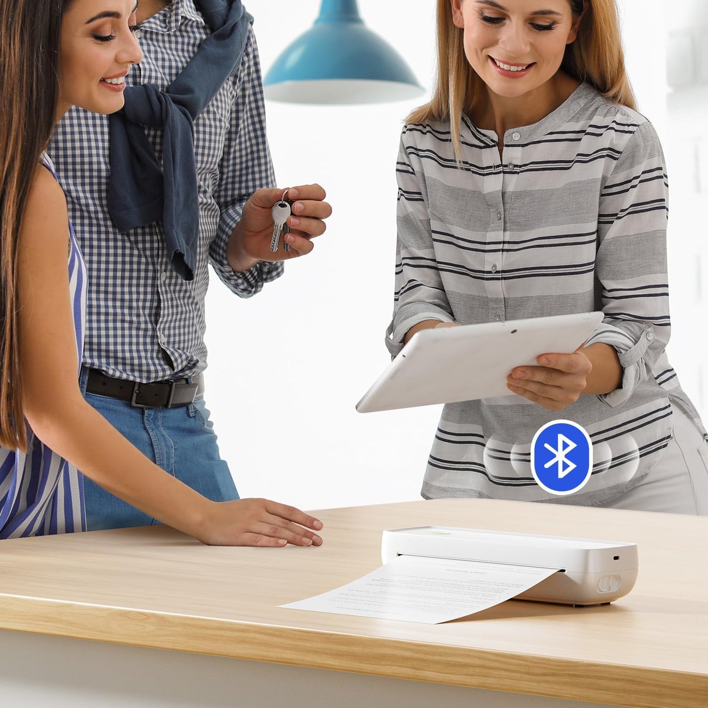 MUNBYN ITP04 Imprimante Thermique A4, Imprimante Portable sans Encre pour Le Voyage, Bluetooth Compatible avec Les Téléphones et Ordinateurs Portables Android et iOS, Blanc