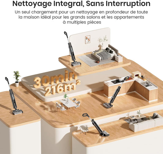 Lefant LS200 Aspirateur Balai Laveur Intelligent sans Fil pour Sols Durs, Autonettoyage avec Racleur Résistant, Nettoyage et Lavage en Un Seul Passage, Jusqu’à 230 ㎡, Réservoir d’Eau 700 ML, Noir