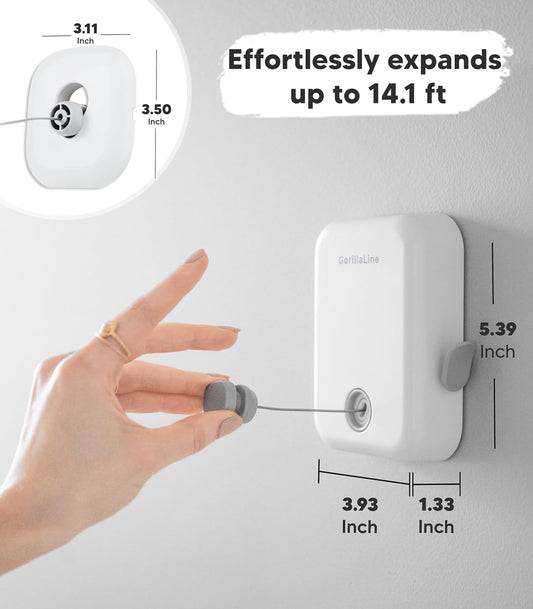 GorillaLine Corde à Linge rétractable pour intérieur et extérieur | Corde à Linge Robuste | Étendoir à Linge Mural | Suspension rétractable | Verrou pour éviter l'affaissement