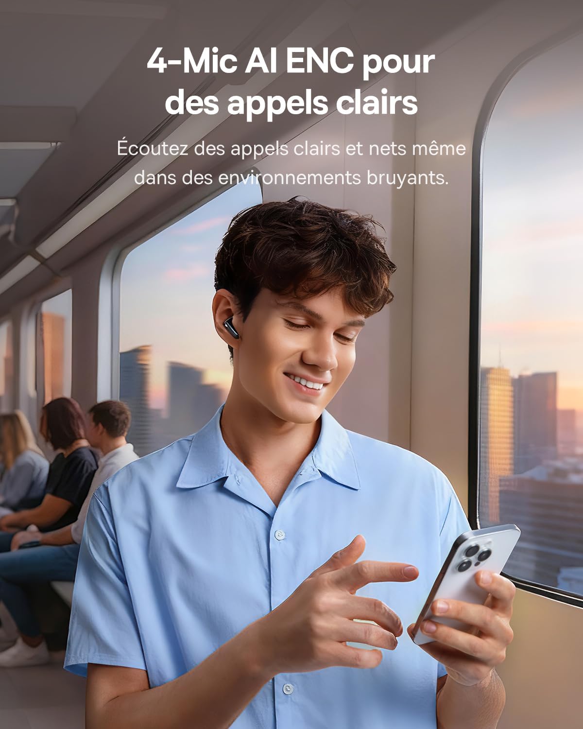 Baseus EP10 NC Écouteurs Bluetooth sans Fil, Ecouteurs sans Fil avec Réduction de Bruit Actif à -43dB, 24 Modes EQ, Conducteurs 12mm, SuperBass, 4-Mic AI pour Appels Clairs, IP55, 41H, Bluetooth 6.0