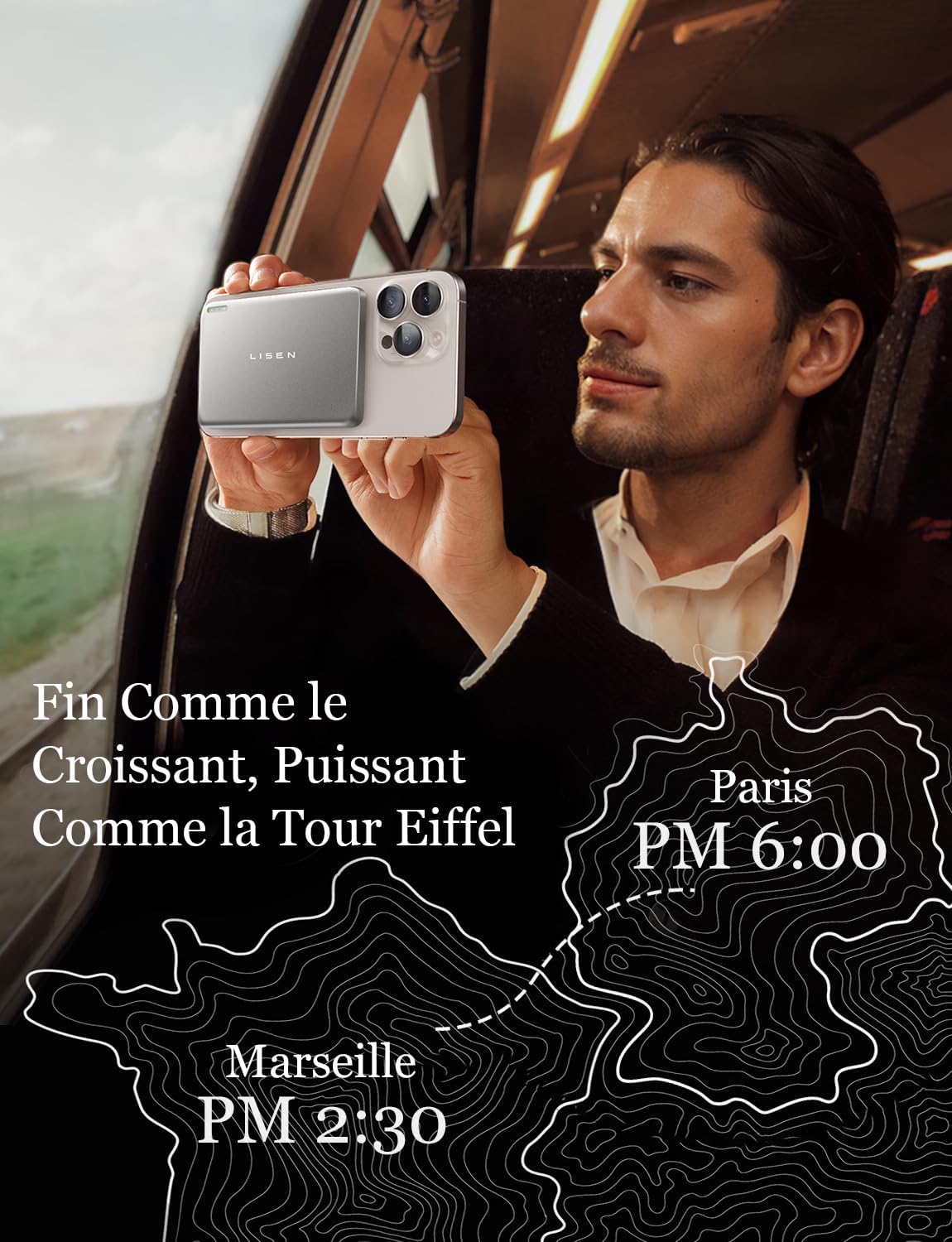 LISEN 15W Batterie Externe Magsafe iPhone,Ultra Slim Batterie Magsafe Magnetique 5,000mAh Mini Power Bank pour iPhone 17 Air/16/15/14/13 Pro Max,Voyage Power Bank sans Fil Cadeau pour Homme Femme