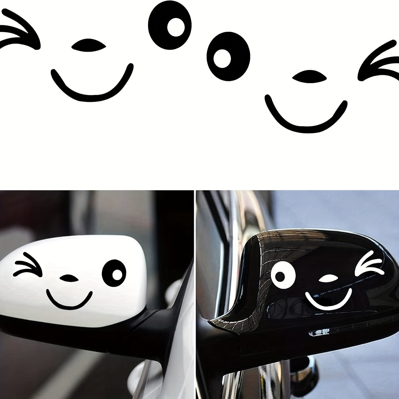 1 paire d'autocollants 3D mignons et souriants pour rétroviseurs gauche et droit - Topdecheztop.fr