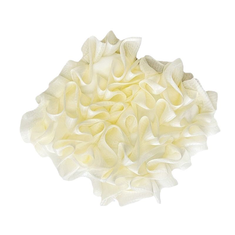 Lot de 4 éponges de bain 2 en 1 à motifs floraux beige clair, côté exfoliant doux et distributeur de savon intégré