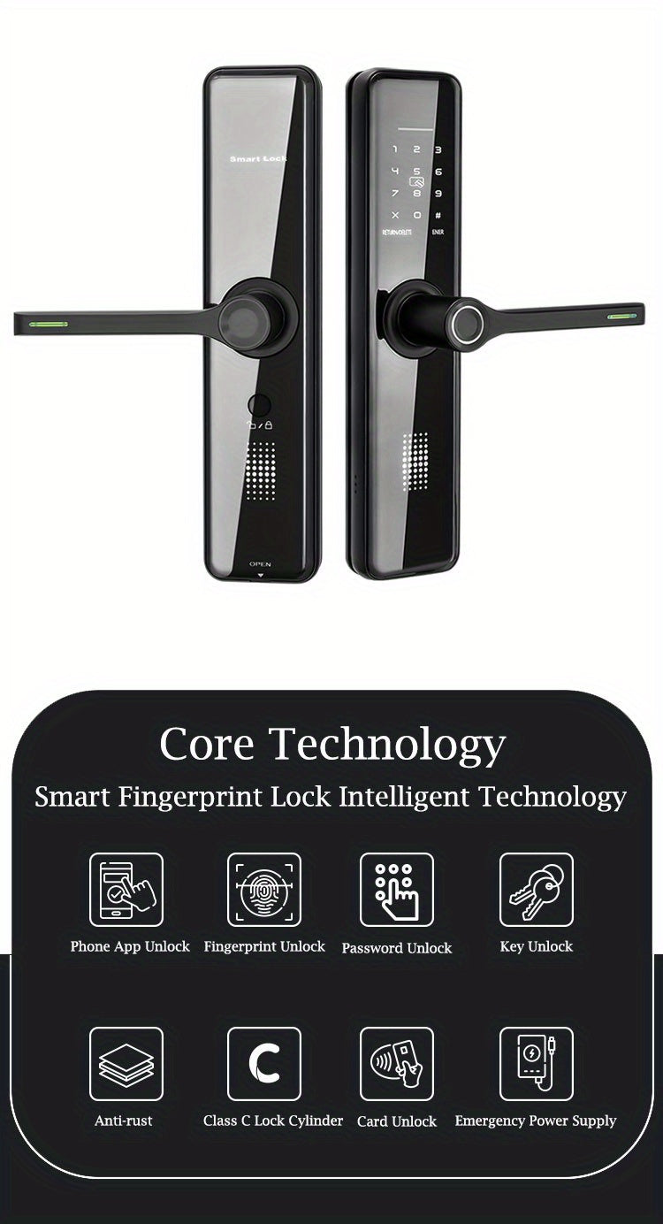 Serrure de porte électronique intelligente à empreinte digitale pour la maison, entrée sans clé avec application et clavier, serrure de porte d'entrée