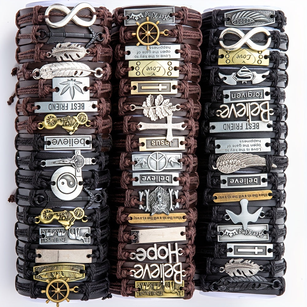 Bracelets Punk rétro en cuir PU pour hommes