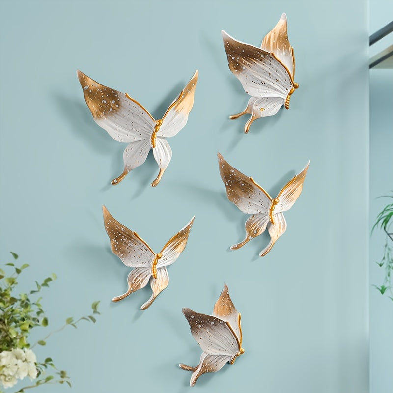 Lot de 5 autocollants muraux papillons 3D en résine - Topdecheztop.fr
