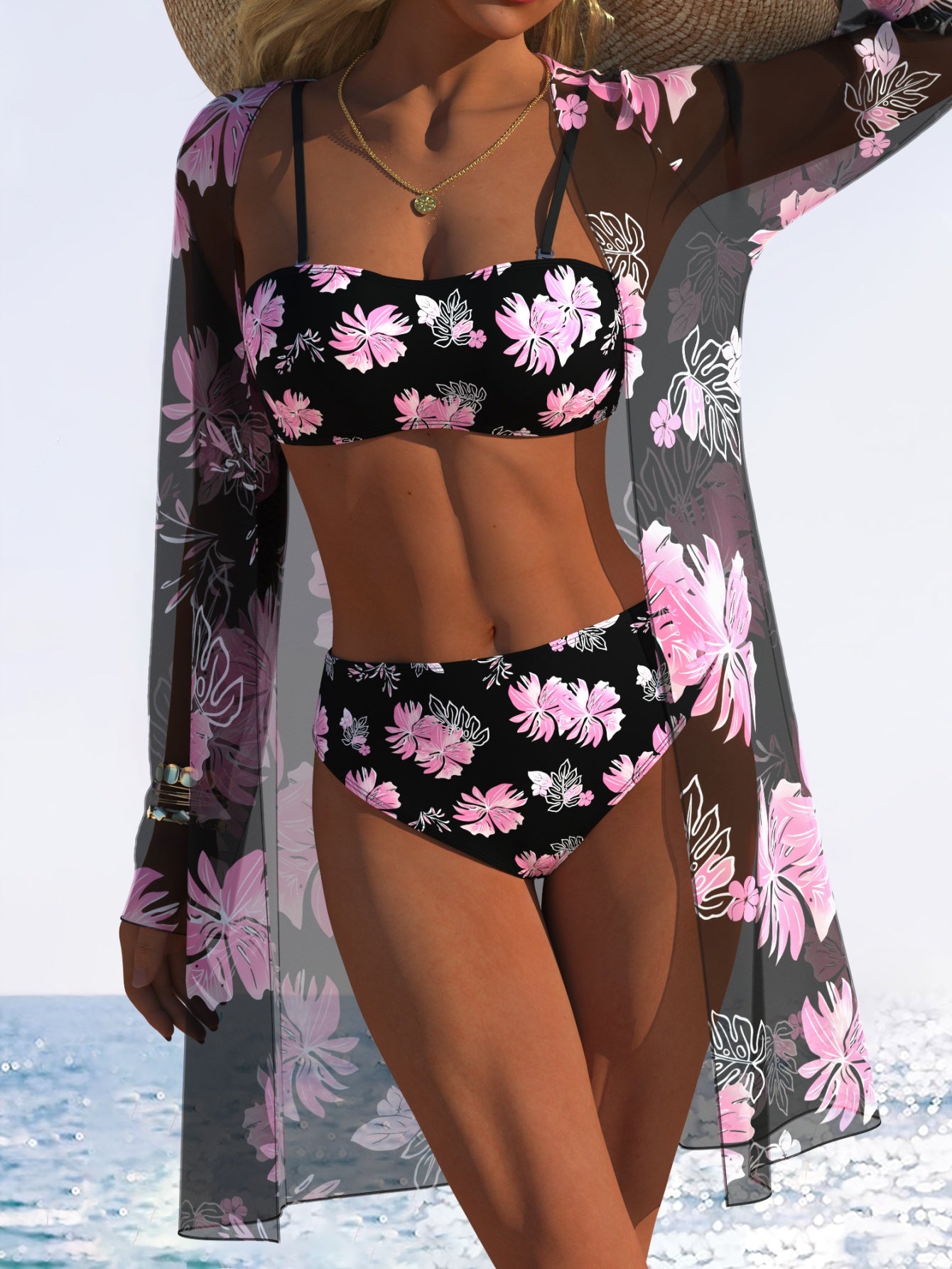 Maillot de bain bikini 3 pièces pour femme