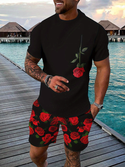 Ensemble t-shirt et short d'été imprimés en 3D pour hommes - Topdecheztop.fr