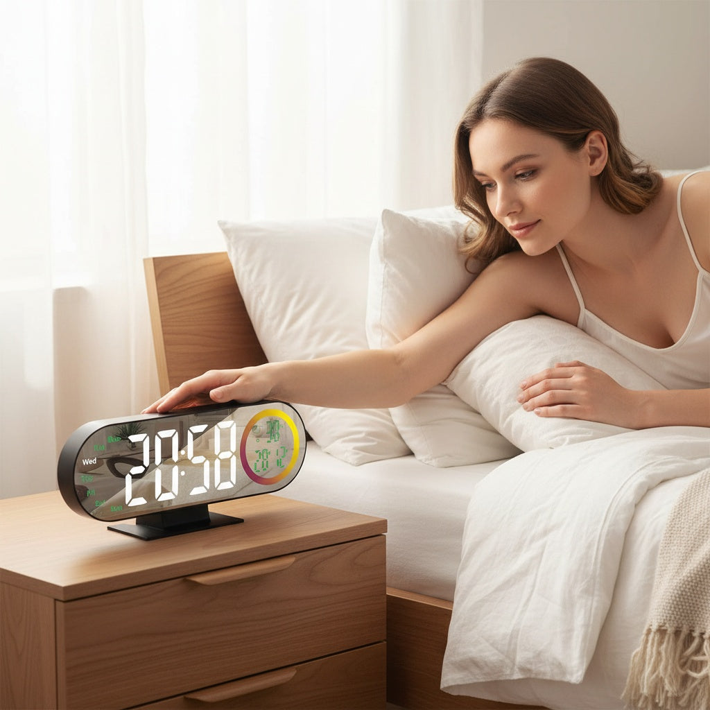 Réveil LED multicolore multifonctionnel | Activation vocale