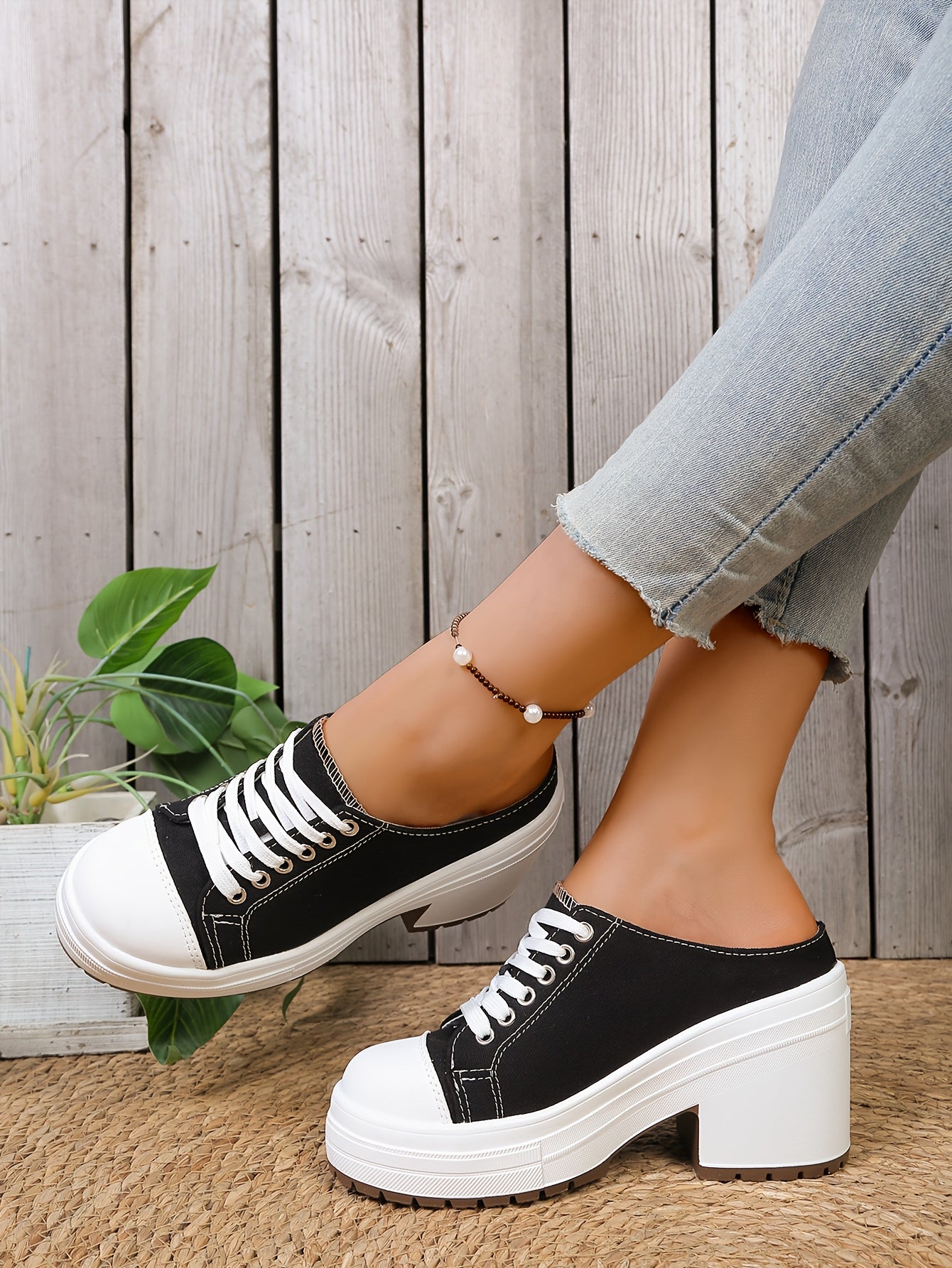 Mules confortables à lacets pour l'extérieur