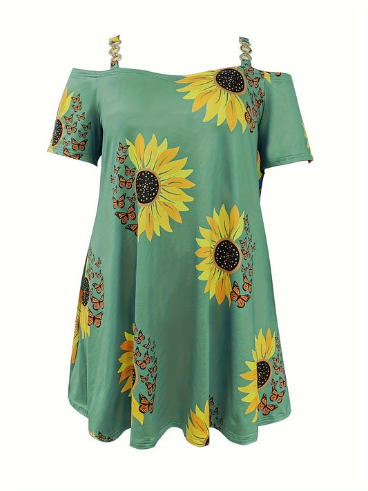 Robe grande taille à épaules dénudées et imprimé - Topdecheztop.fr