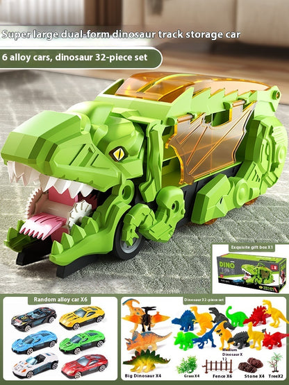 Jouet Tyrannosaurus Rex en forme de dinosaure avalant une voiture Vert avec 6 voitures 32 dinosaures