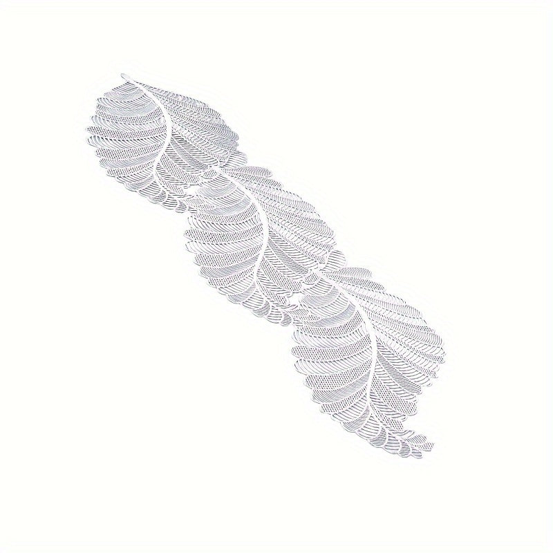Leaf-Shaped PVC Hollow-Out Golden Stamping Non-Slip Table Runner - Decorative Plastic Table Runner 1pc for Dining and Coffee Table - Topdecheztop.fr